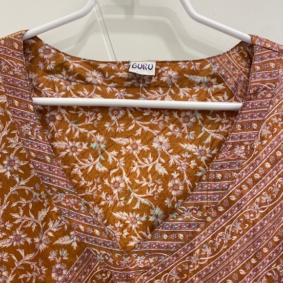 Silk Bohemian Floral Tie Tunic Size Small - Picture 6 of 13